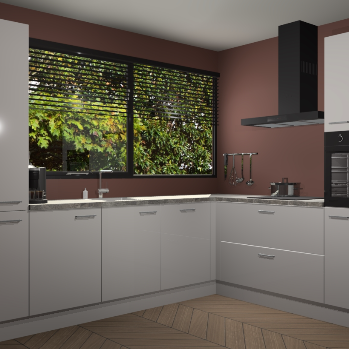 Zijdegrijze hoogglans keuken Vogar 82715