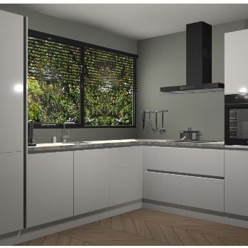 Zijdegrijze hoogglans greeploze keuken Vogar 82716