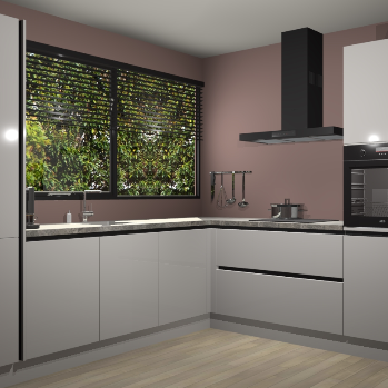 Zijdegrijze hoogglans greeploze keuken Vogar 82719