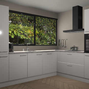 Zijdegrijze hoogglans keuken Vogar 82720