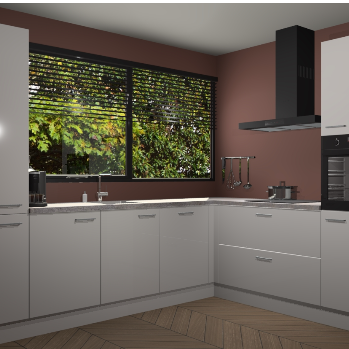 Zijdegrijze hoogglans keuken Vogar 82721