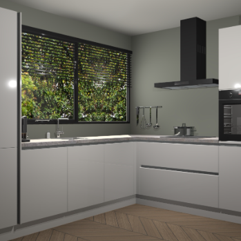 Zijdegrijze hoogglans greeploze keuken Vogar 82722