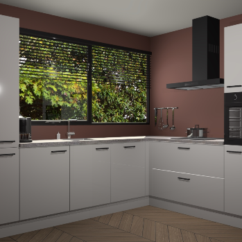 Zijdegrijze hoogglans keuken Vogar 82723