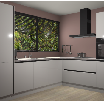 Zijdegrijze hoogglans greeploze keuken Vogar 82725