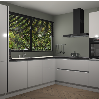 Zijdegrijze hoogglans greeploze keuken Vogar 82728