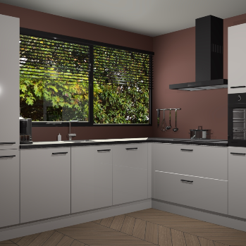 Zijdegrijze hoogglans keuken Vogar 82729