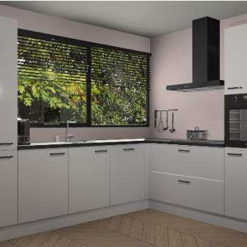 Zijdegrijze hoogglans keuken Vogar 82730