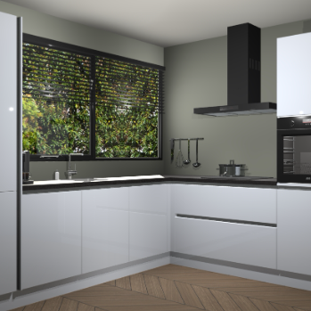 Sneeuwwitte hoogglans greeploze keuken Vogar 82770