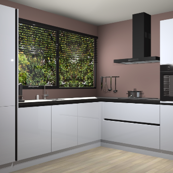 Witte hoogglans greeploze keuken Vogar 82773