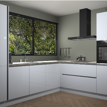 Sneeuwwitte hoogglans greeploze keuken Vogar 82776