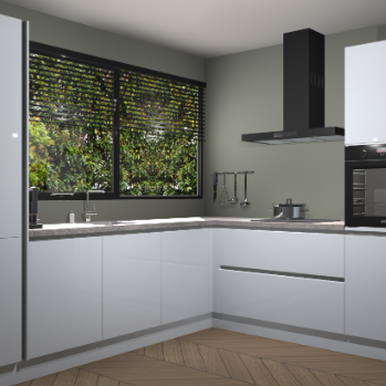 Sneeuwwitte hoogglans greeploze keuken Vogar 82782