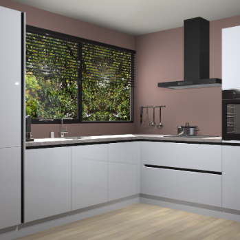 Witte hoogglans greeploze keuken Vogar 82785