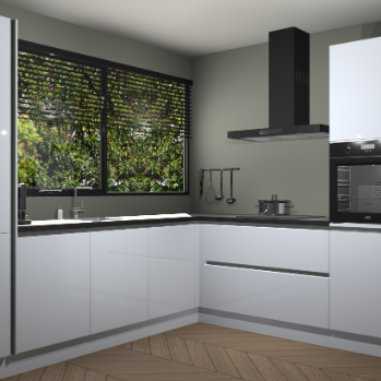 Sneeuwwitte hoogglans greeploze keuken Vogar 82788