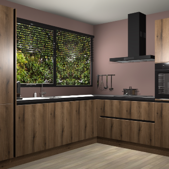 Goud eiken greeploze keuken Vogar 82505