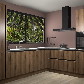 Goud eiken greeploze keuken Vogar 82481