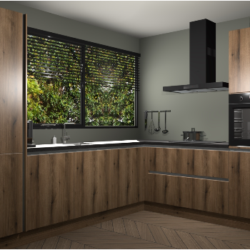 Goud eiken greeploze keuken Vogar 82484