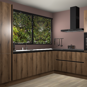 Goud eiken greeploze keuken Vogar 82487