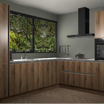 Goud eiken greeploze keuken Vogar 82490