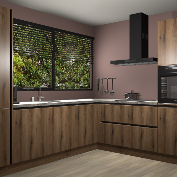 Goud eiken greeploze keuken Vogar 82493