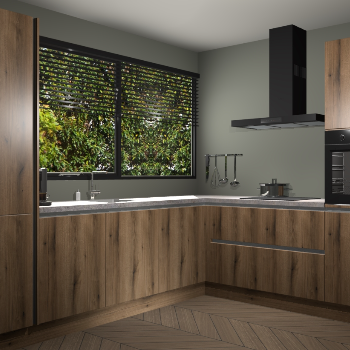 Goud eiken greeploze keuken Vogar 82496