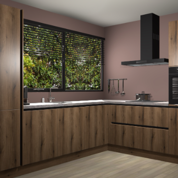 Goud eiken greeploze keuken Vogar 82499