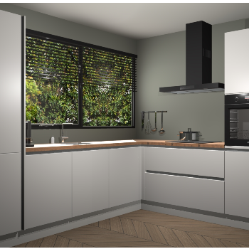 Zijdegrijze greeploze keuken Vogar 82854