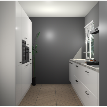 Zijdegrijze hoogglans keuken Turijn 83620