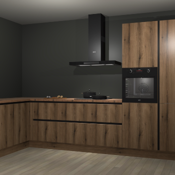 Goud eiken greeploze keuken Nuuk 67086