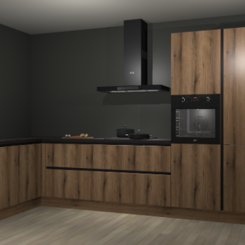 Goud eiken greeploze keuken Nuuk 67234