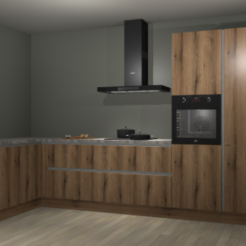 Goud eiken greeploze keuken Nuuk 67237