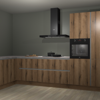 Goud eiken greeploze keuken Nuuk 67259