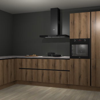 Goud eiken greeploze keuken Nuuk 67262