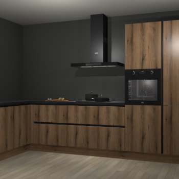 Goud eiken greeploze keuken Nuuk 67323