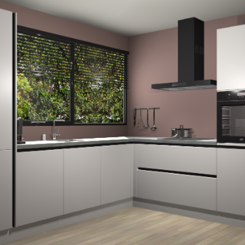 Zijdegrijze greeploze keuken Vogar 82939