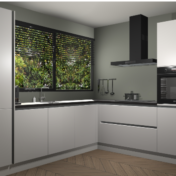 Zijdegrijze greeploze keuken Vogar 82942