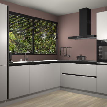 Zijdegrijze greeploze keuken Vogar 82945