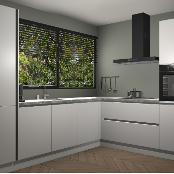 Zijdegrijze greeploze keuken Vogar 82948