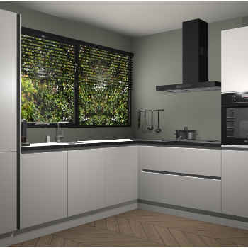 Zijdegrijze greeploze keuken Vogar 82960