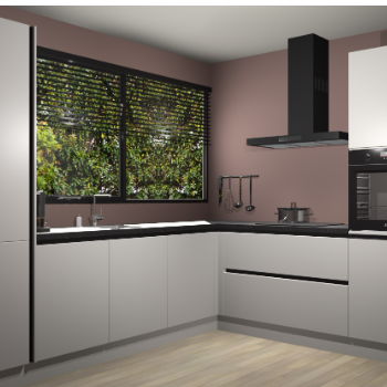 Zijdegrijze greeploze keuken Vogar 82963