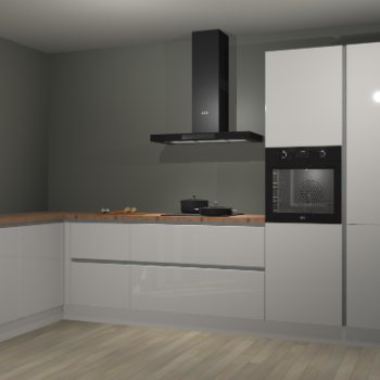 Zijdegrijze hoogglans greeploze keuken Nuuk 67891