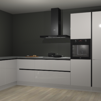 Zijdegrijze hoogglans greeploze keuken Nuuk 67917