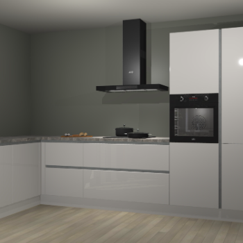 Zijdegrijze hoogglans greeploze keuken Nuuk 67984