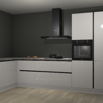 Zijdegrijze hoogglans greeploze keuken Nuuk 67987