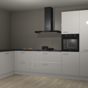 Zijdegrijze hoogglans keuken Nuuk 68073