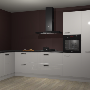 Zijdegrijze hoogglans keuken Nuuk 68076