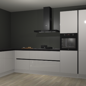 Zijdegrijze hoogglans greeploze keuken Nuuk 68077