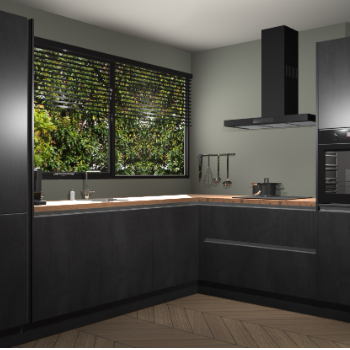 Beton Zwarte greeploze keuken Vogar 83390