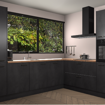 Beton Zwarte keuken Vogar 83392