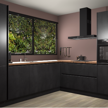 Beton Zwarte greeploze keuken Vogar 83393