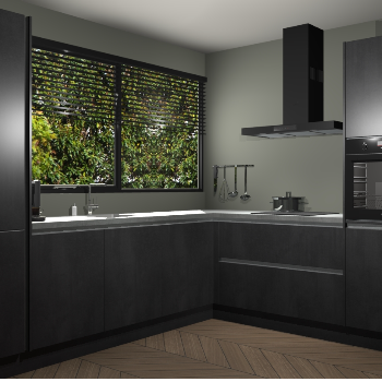 Beton Zwarte greeploze keuken Vogar 83963